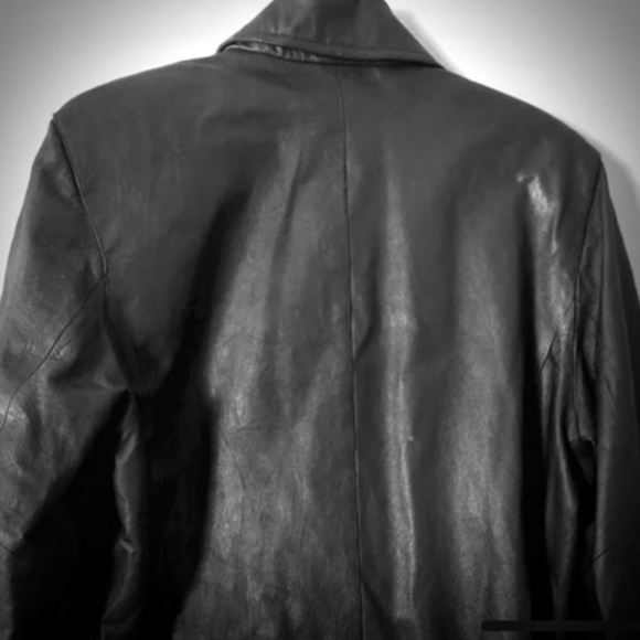 Vintage Women’s G-Ill Leather Trench Coat Jacket Full Length Retro Black Small - Picture 2 of 8